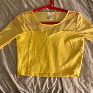 Mesh Detail, Long Sleeve Crop Top